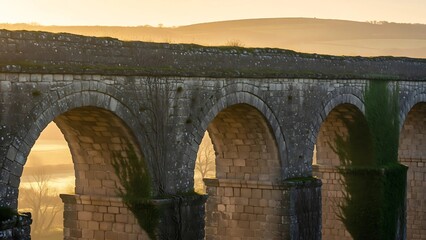 Fototapeta premium Historic Stone Viaduct At Sunrise