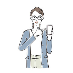 スマホを持つメガネ姿のかっこいいビジネスウーマン