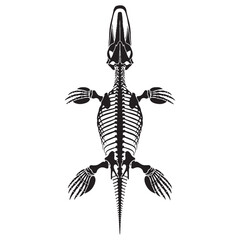 Fossil grace beneath the waves – Mosasaur skeleton silhouette structured in clean Mosasaur skeleton vector – Mosasaur skeleton illustration

