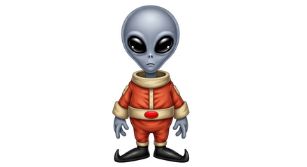 Isolated Cartoon Alien in Orange Suit
