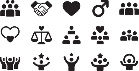 Obraz premium Community and Teamwork Icons Vector Illustration Set with People Symbols