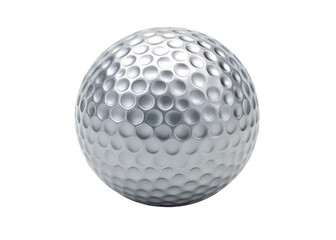 Silver golf ball isolated on transparent background