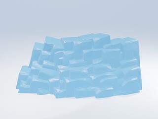 氷のような青くて艶のある粗めの3Dの岩壁