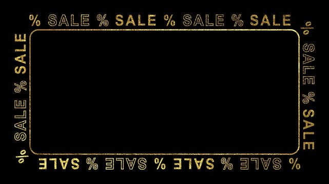 sale text border frame loop alpha channel animation, black friday mega sale and big promotion overlay motion design element