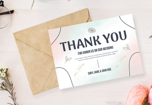 Elegant Wedding Thank You Card Template Layout