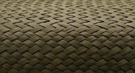 Intricate Woven Texture: Dark Olive Green Synthetic Fiber Braid