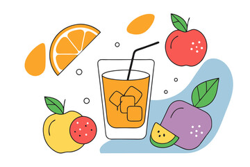 Refreshing Tropical Punch with Fruits and Ice Art