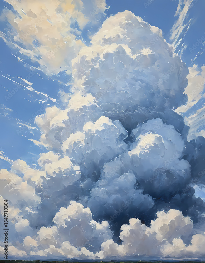Aufkleber Majestic clouds swirl in a brilliant sky, casting shadows and light while creating a breathtaking spectacle that captivates the viewers imagination Generative AI