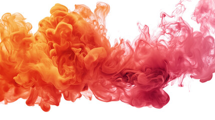 Obraz premium Abstract vibrant smoke art with orange and red hues isolated on white background