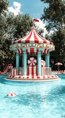 Enchanted Peppermint Carousel Pool Summer Fun in a Whimsical Water Park