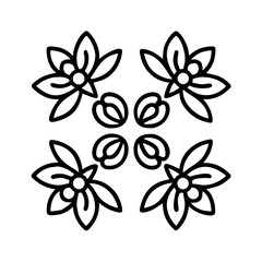 Elegant Floral Pattern in Black and White with Symmetrical Arrangement