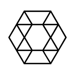 Abstract Geometric Design featuring a Hexagon and Triangles in Black Lines