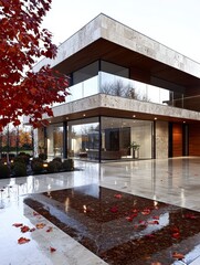 Modern Architecture Luxurious Contemporary Home Design with Stunning Autumnal Landscape