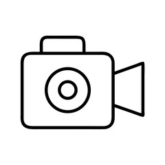 Simplified Video Camera Icon with Lens and Recording Capability Outline Design