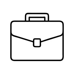 Minimalist depiction of a briefcase in stark black lines against white