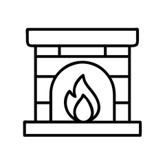 Minimalist Fireplace with Burning Flame, a Cozy Interior Decoration Icon