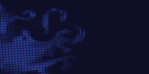 Blue halftone wavy batik background. Pop art dot sport batik style vector.