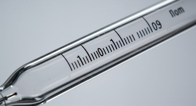 Close-up of a Graduated Glass Pipette with 1ml Markings and "nom 09" Inscription