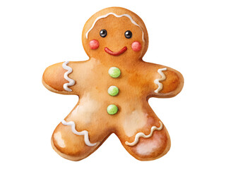 Obraz premium Watercolor Gingerbread Man Cookie Illustration