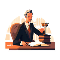 Portrait of a Scholar. An Old Man Reading Law Books at His Desk