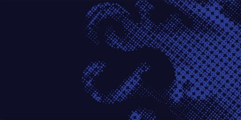 Blue halftone wavy batik background. Pop art dot sport batik style vector.