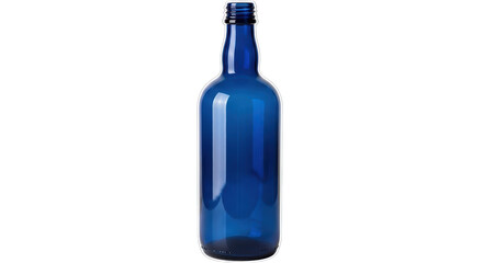 Isolated Empty Dark Blue Glass Bottle