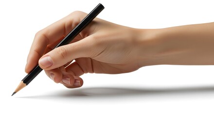 Hand Holding a Pencil, Ready to Draw or Write Stock Photo