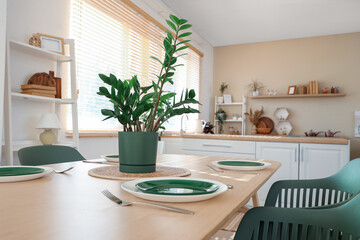 Served table in modern dining  room