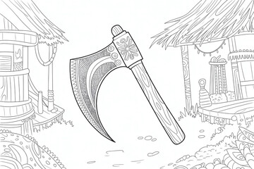 Ornate axe, a tool of the past.