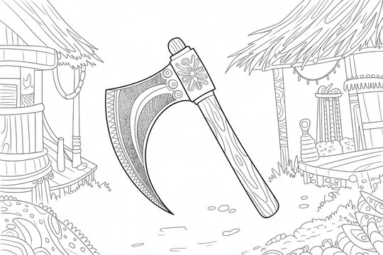 Ornate axe, a tool of the past.