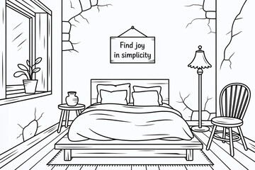 Simple bedroom interior, rustic charm.
