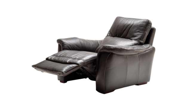 Comfortable recliner chair with soft leather upholstery, perfect for relaxing in any room.