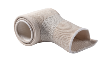 Elastic bandage rolled up on a white background, ideal for medical and sports use.