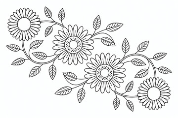 Ornate floral design with interconnected blossoms and leaves.
