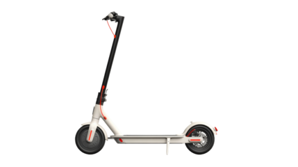 Electric scooter parked on a white isolate background.