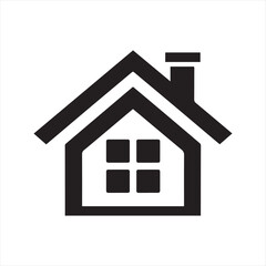 Minimal House Icon with Chimney – Real Estate and Home Symbol Vector