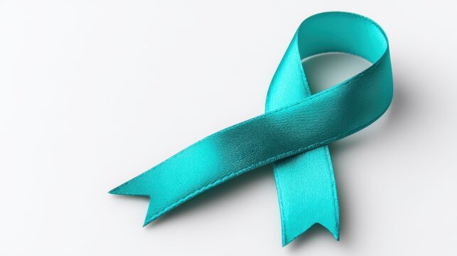 Gender equity awareness concept. Teal awareness ribbon symbolizing support for various causes, including sexual assault awareness and mental health.