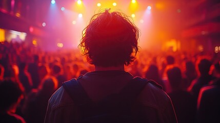 Vibrant Crowd Enjoying a Night Music Festival with Neon Lights