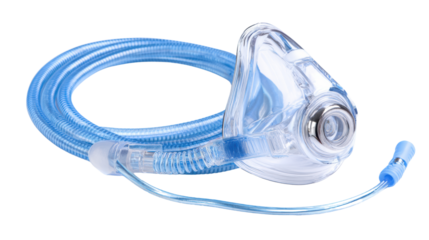 Medical respirator mask isolated on a white background.