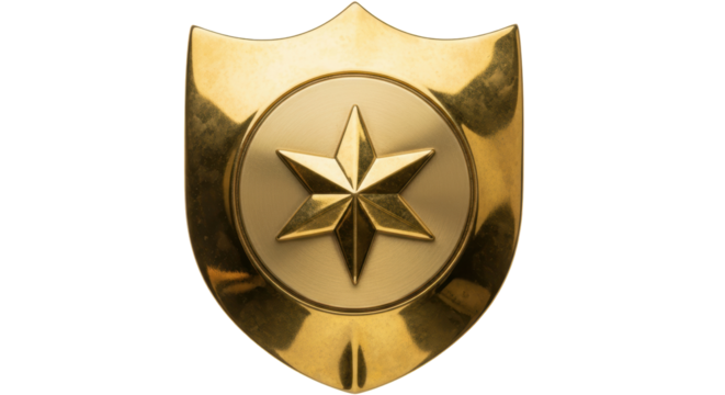 Isolated Gold Star Shield
