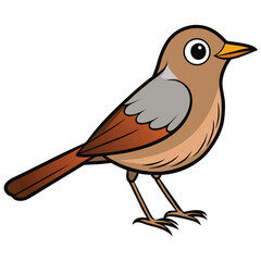 Cute little bird sitting on a branch Cartoon vector