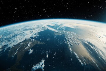 View of Earth from space captured during low-light conditions showcasing urban lights and natural atmosphere