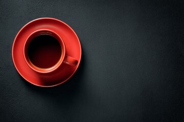 Red Coffee Cup on Dark Surface