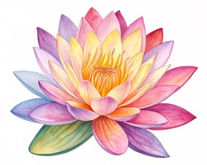 lotus flower isolated on white, Lotus made of multicolored petals