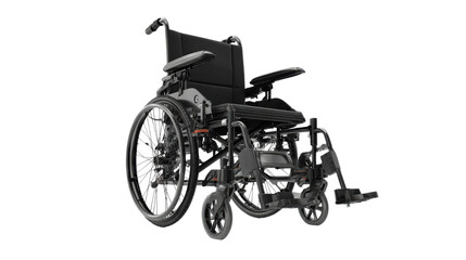 Wheelchair on white isolate background, symbolizing mobility and independence for individuals with disabilities.