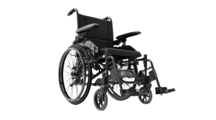Wheelchair on white isolate background, symbolizing mobility and independence for individuals with disabilities.