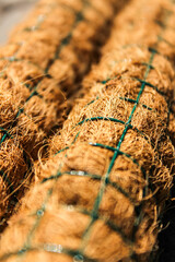 Coconut fiber trellis to help support climbing plants