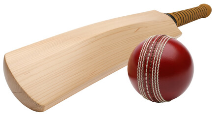 Isolated Cricket Bat and Ball