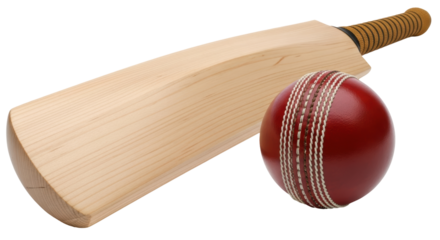 Isolated Cricket Bat and Ball