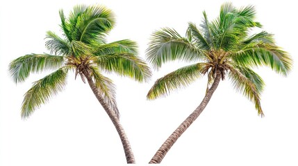 Obraz premium Two coconut palms against white background